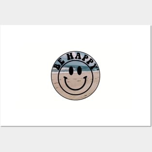 Be Happy Smiley Face Beach Posters and Art